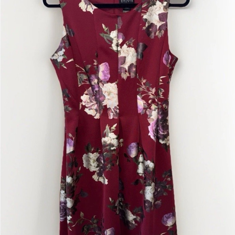 Enfocus Studio Burgundy Floral Midi Dress Bridgerton vibe! Size 12